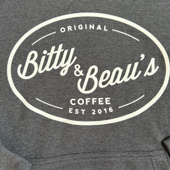 BITTY AND BEAU’S CHARCOAL GRAY ORIGINAL LONG SLEEVE FLEECE HOODIE WITH LOGO - Picture 5 of 7